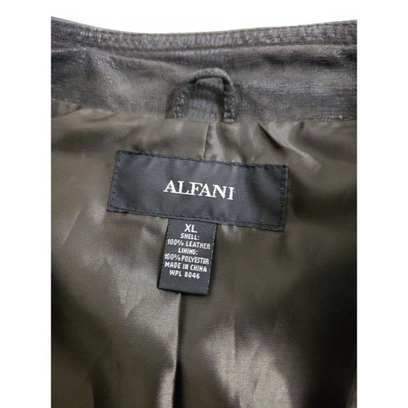 Alfani ~Woman Size XL~ Brown 100% Leather Full Zip Lined Pockets Ladies Jacket. - Picture 8 of 12